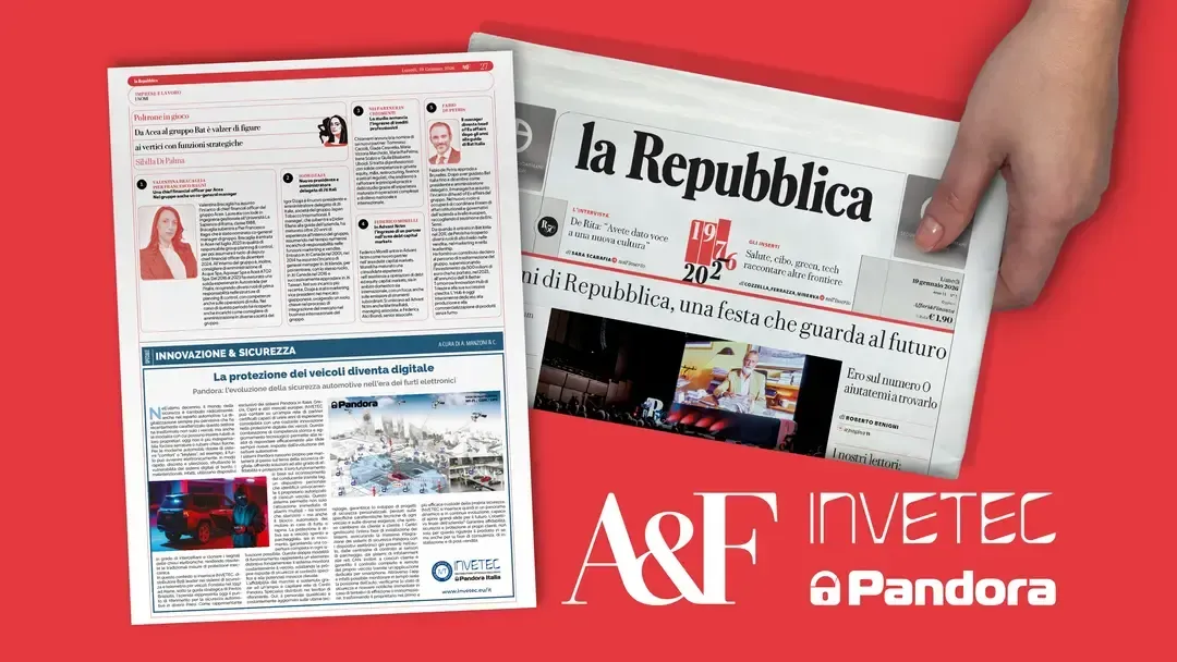 La Repubblica and its Affari & Finanza page featuring INVETEC and Pandora
